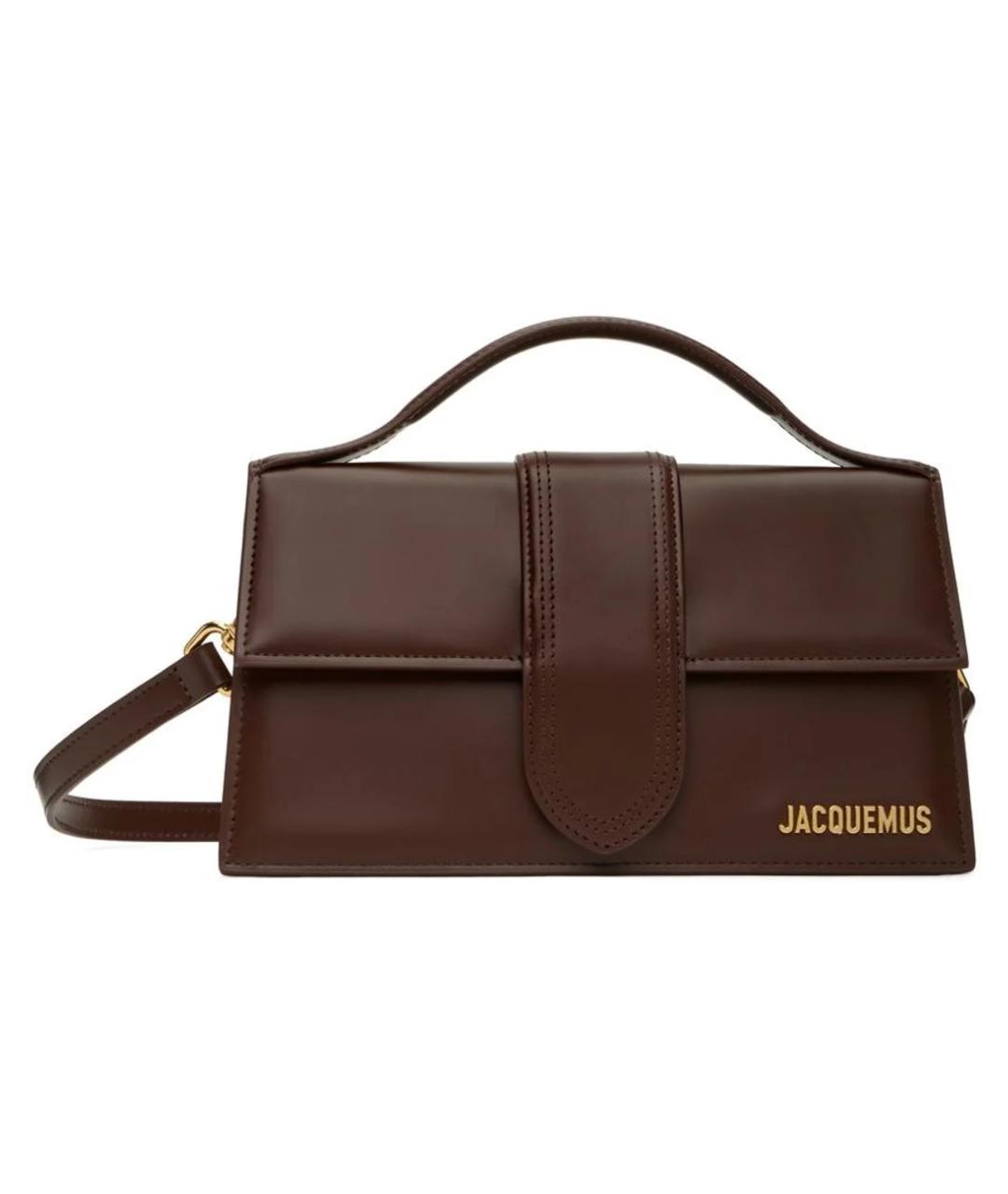 JACQUEMUS Коричневая кожаная сумка с короткими ручками, фото 1
