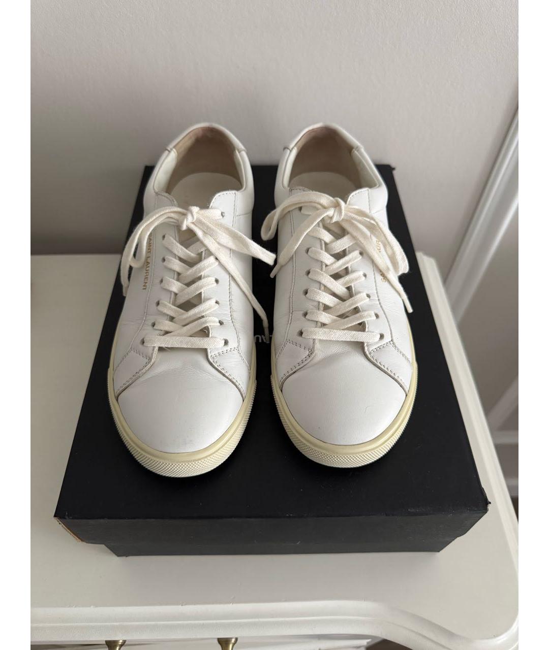 SAINT LAURENT Белые кожаные кеды, фото 2