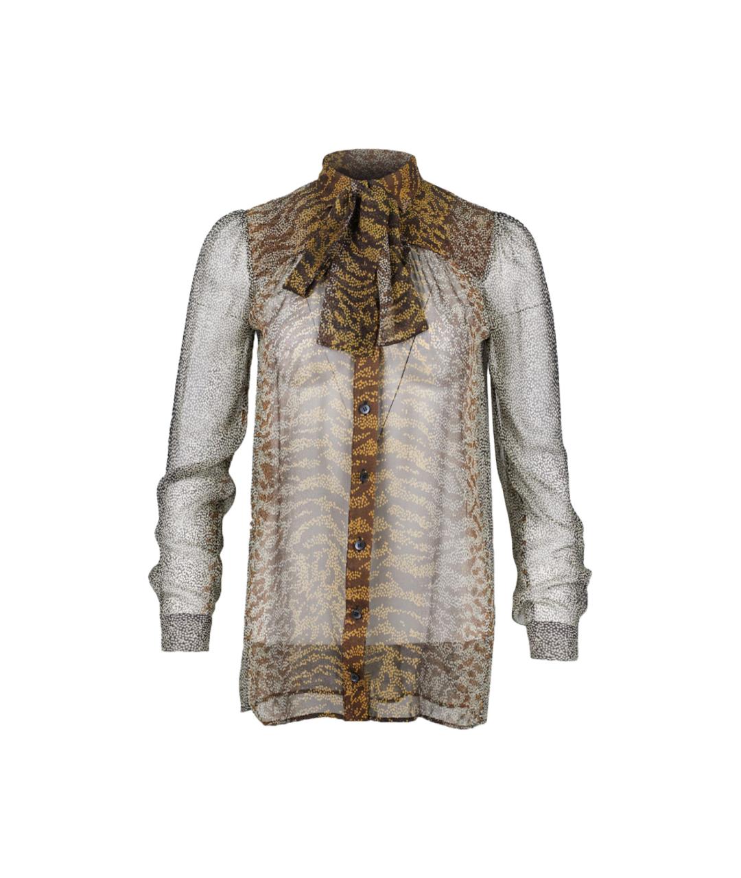 GUCCI Коричневая шелковая блузы, фото 1