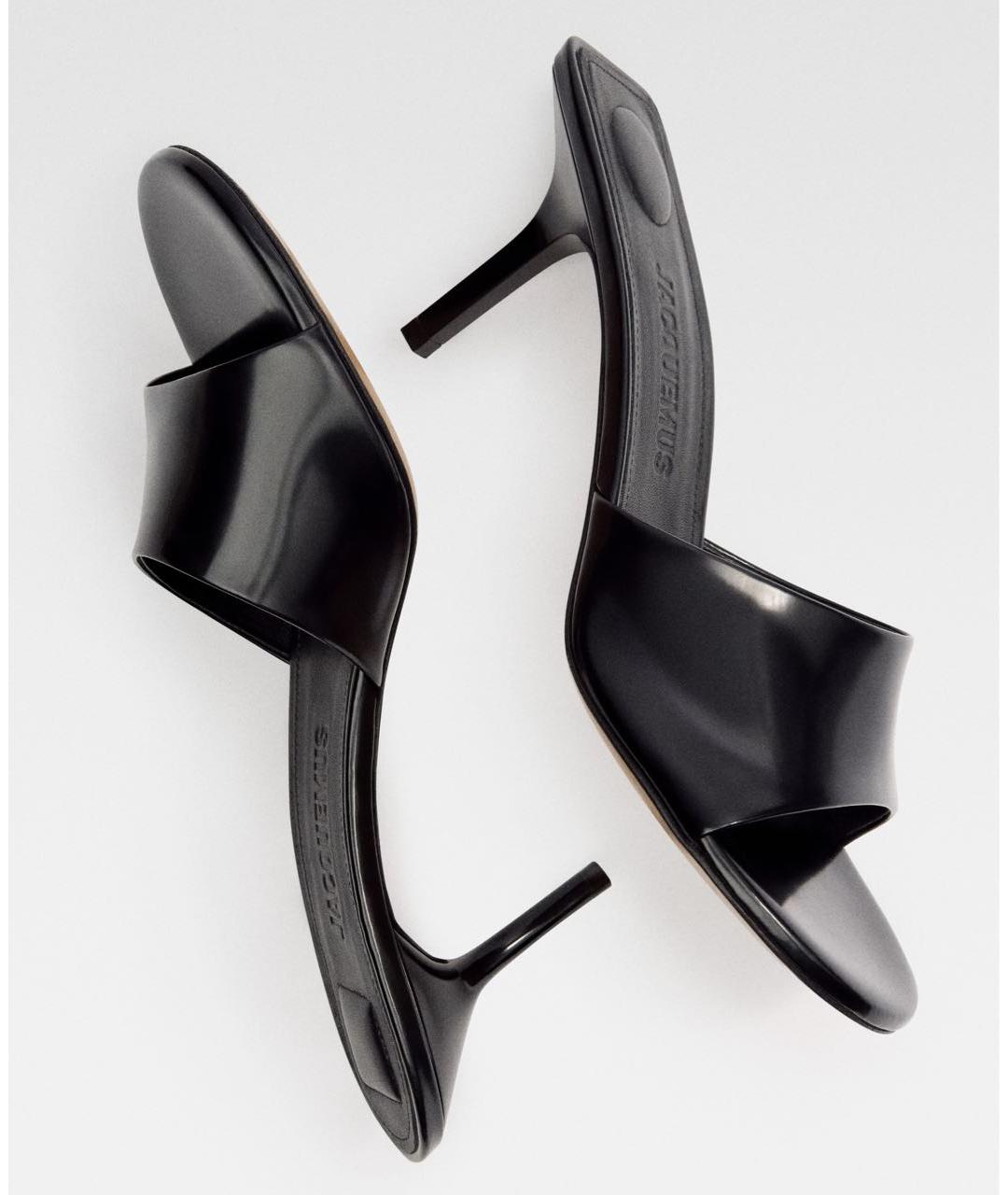 JACQUEMUS Черные кожаные мюли, фото 4