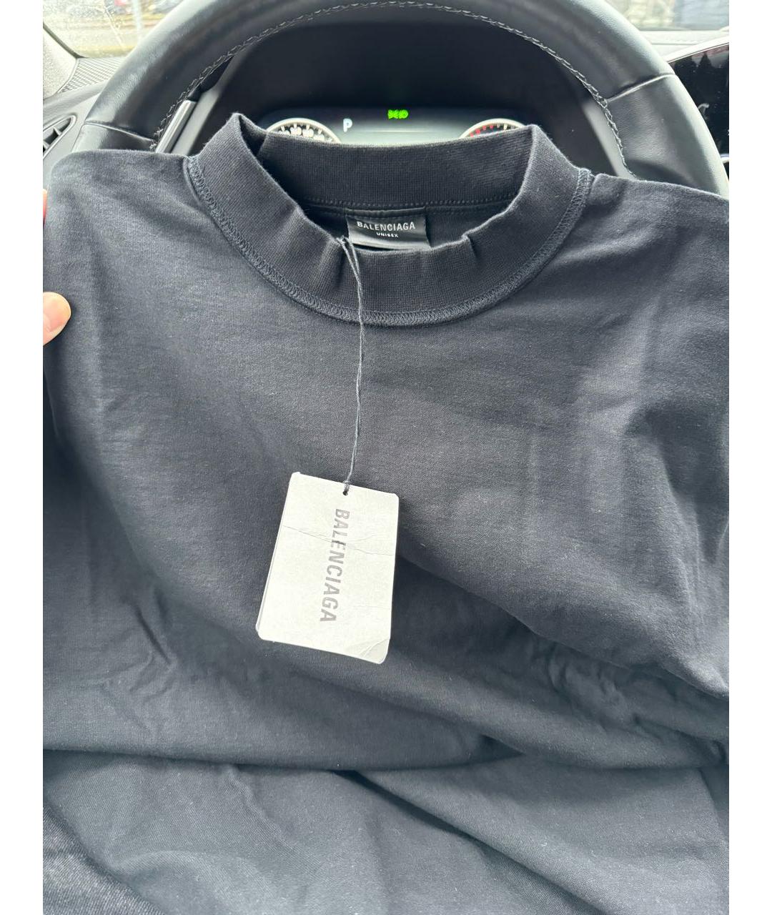 BALENCIAGA Черная хлопковая футболка, фото 7