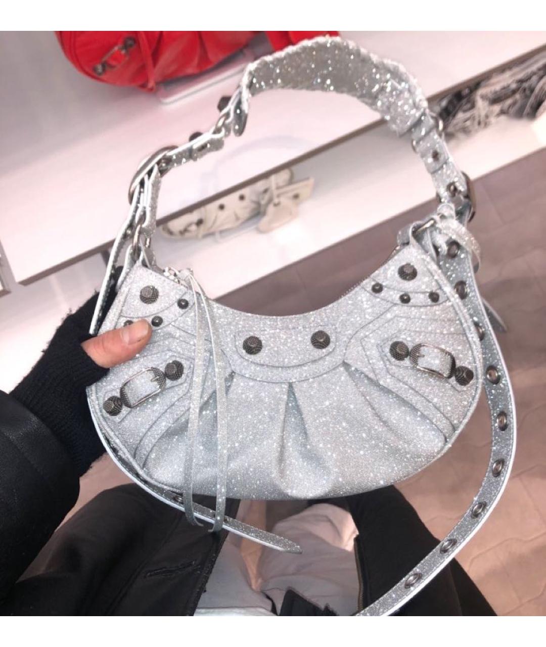 BALENCIAGA Серебряная сумка с короткими ручками, фото 4