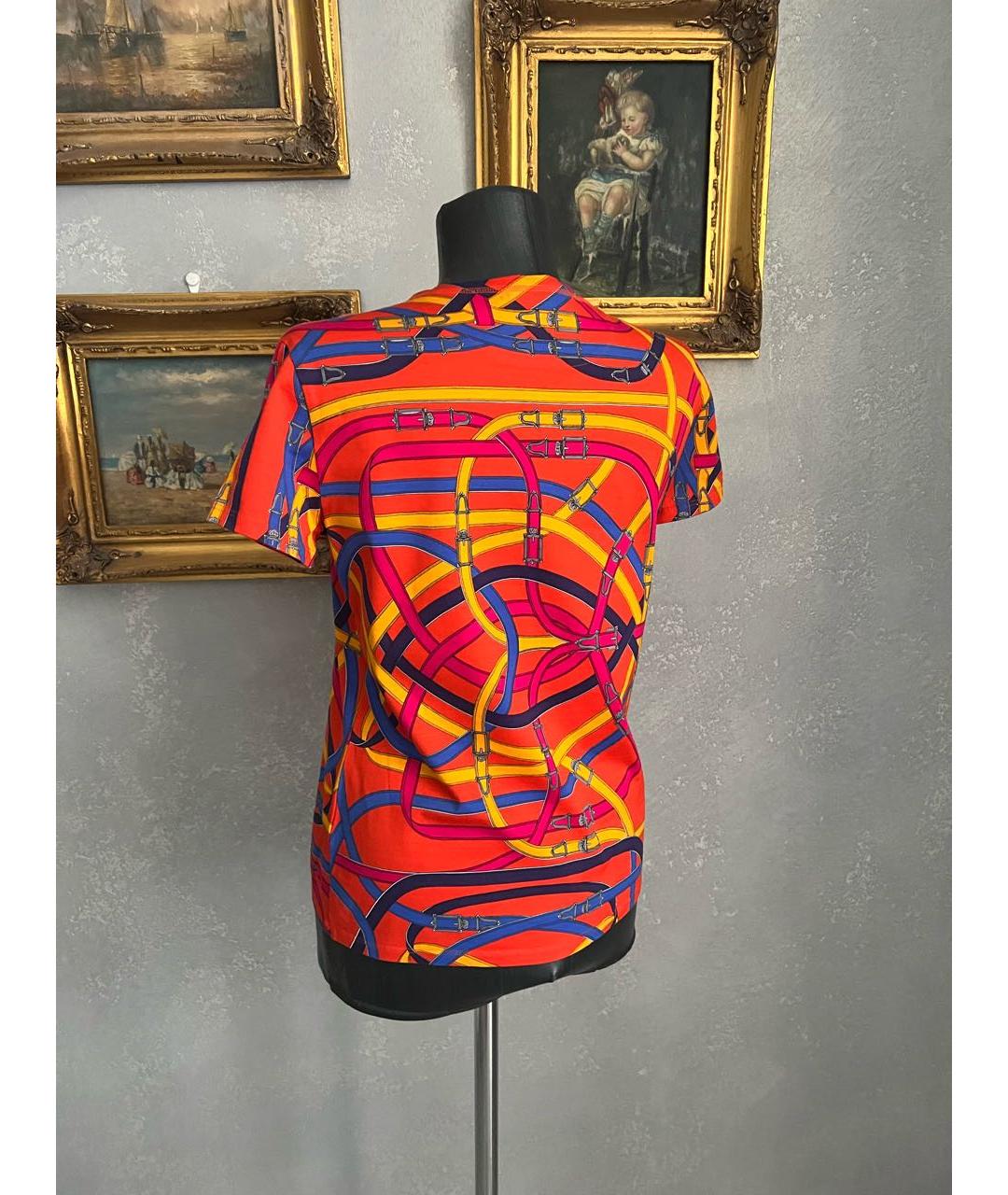 HERMES Оранжевая хлопковая футболка, фото 2