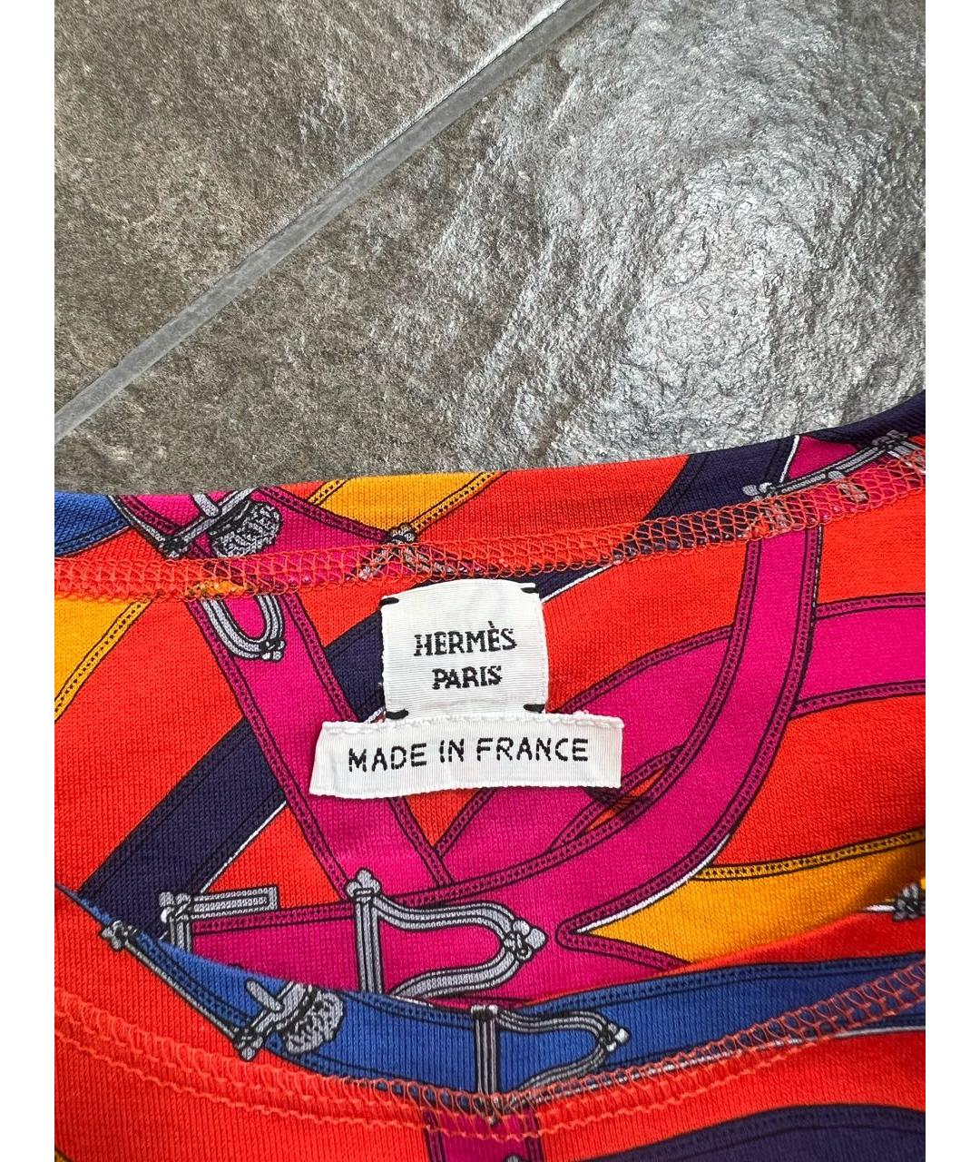 HERMES Оранжевая хлопковая футболка, фото 3