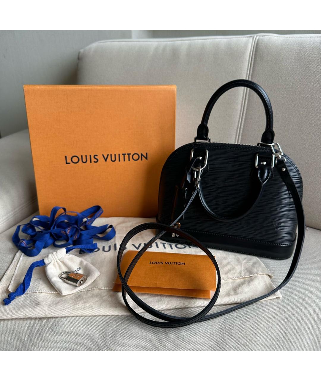 LOUIS VUITTON Черная кожаная сумка с короткими ручками, фото 2