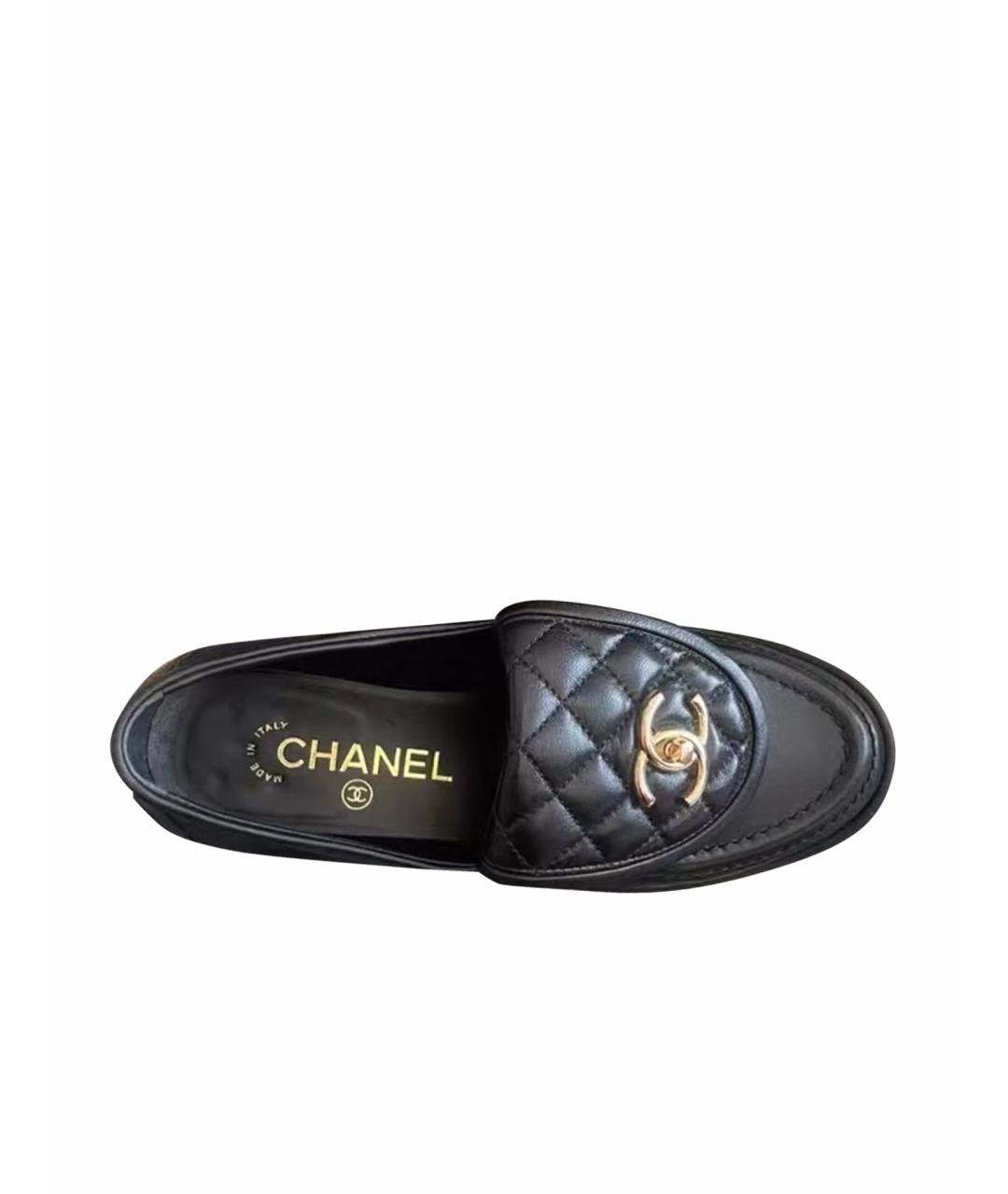 CHANEL Черные кожаные лоферы, фото 1
