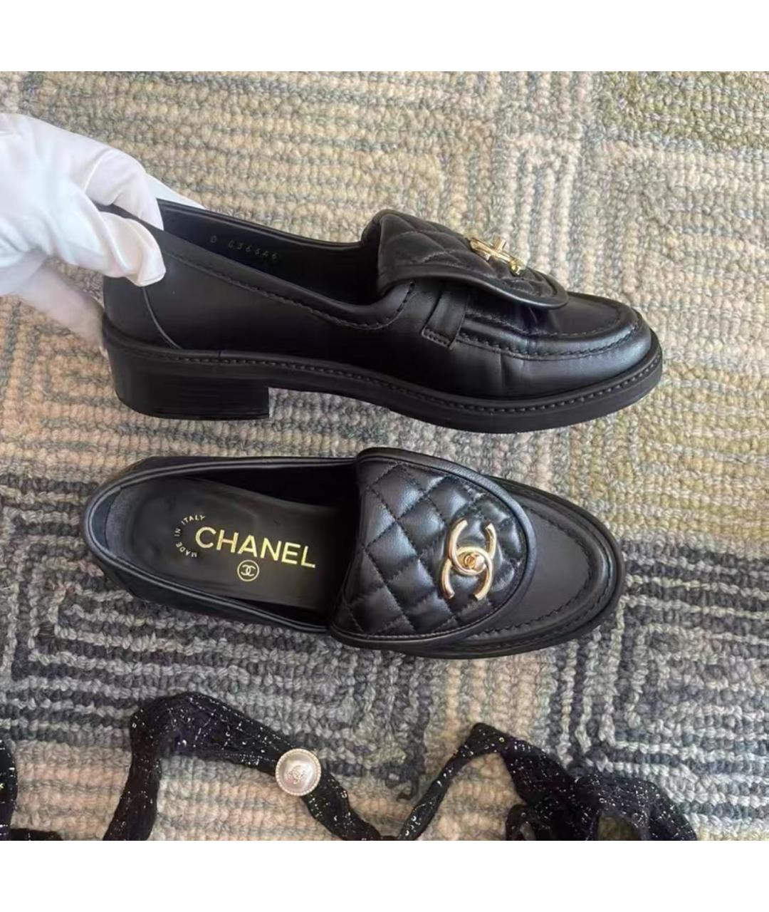 CHANEL Черные кожаные лоферы, фото 6