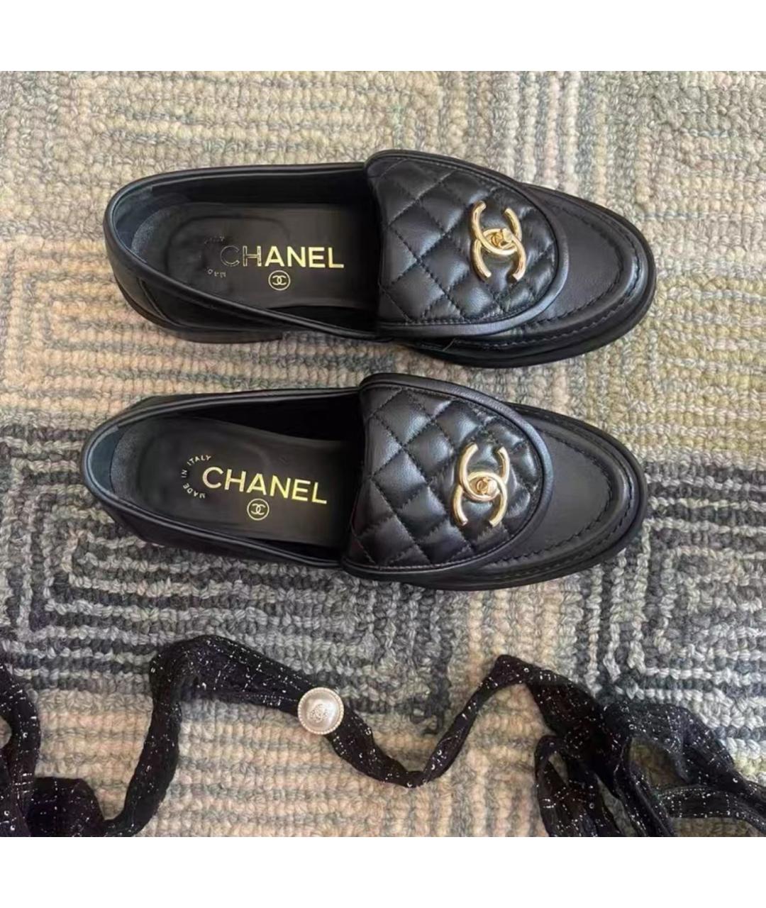 CHANEL Черные кожаные лоферы, фото 2