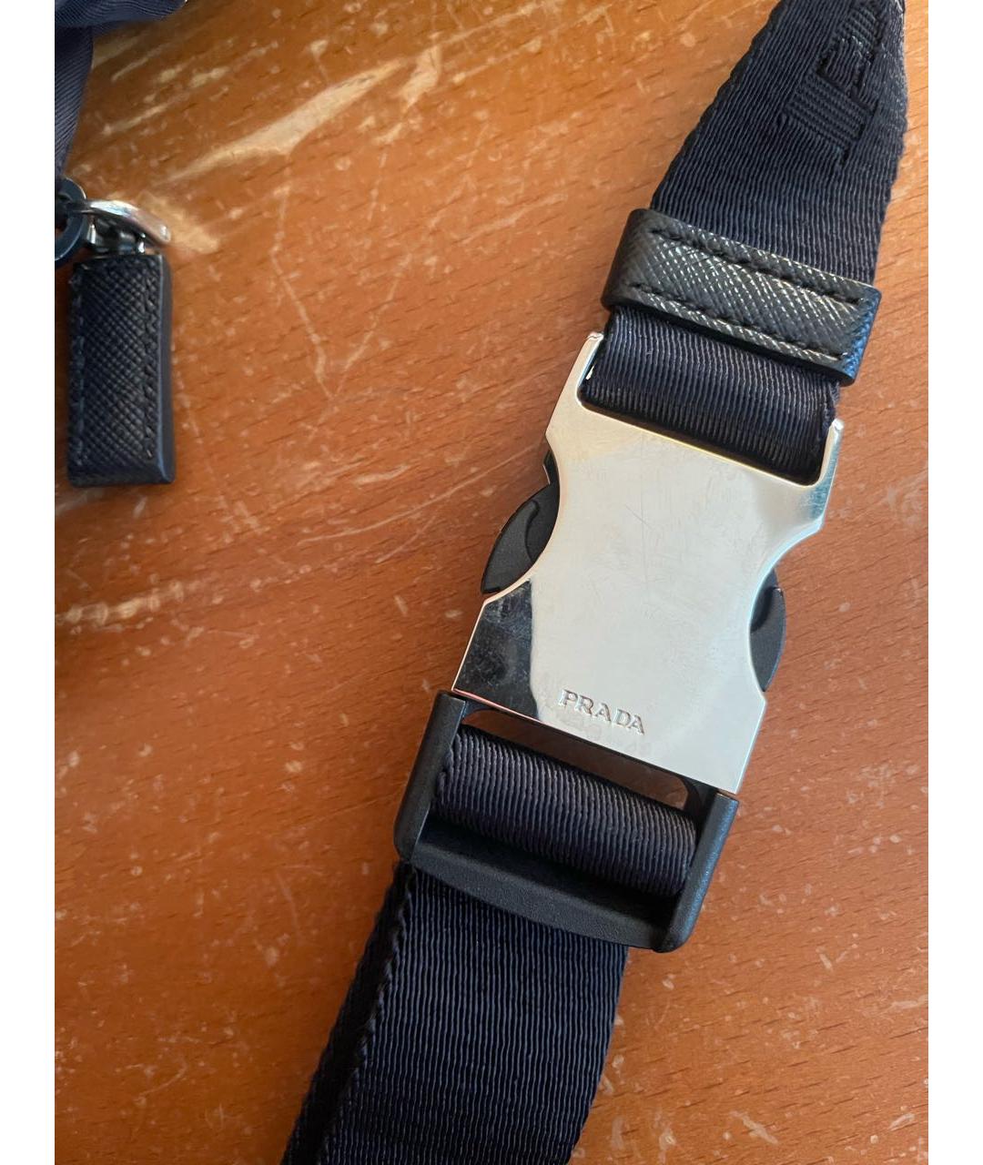 PRADA Темно-синяя синтетическая барсетка, фото 5