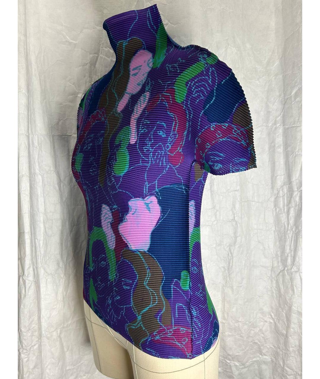 ISSEY MIYAKE Фиолетовая полиэстеровая футболка, фото 5