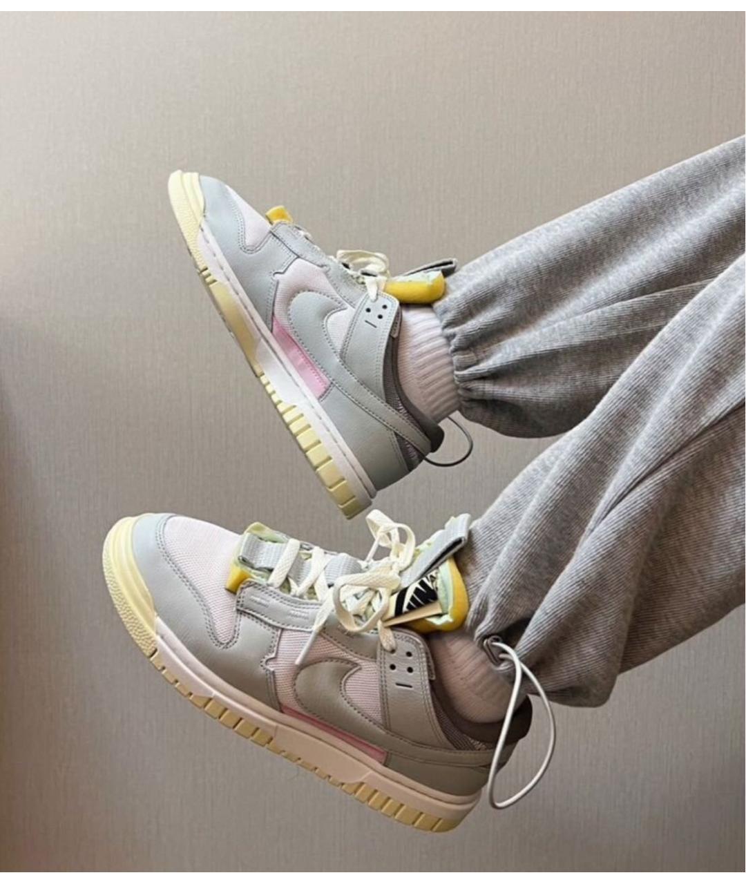 NIKE Серые кожаные низкие кроссовки / кеды, фото 5