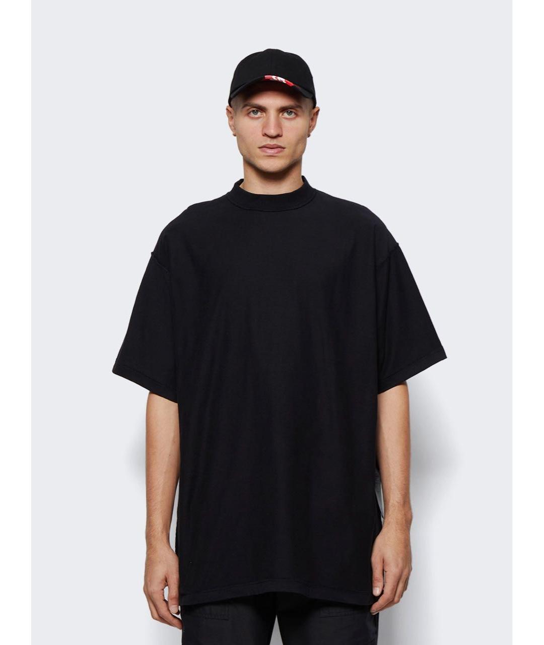 BALENCIAGA Черная хлопковая футболка, фото 4