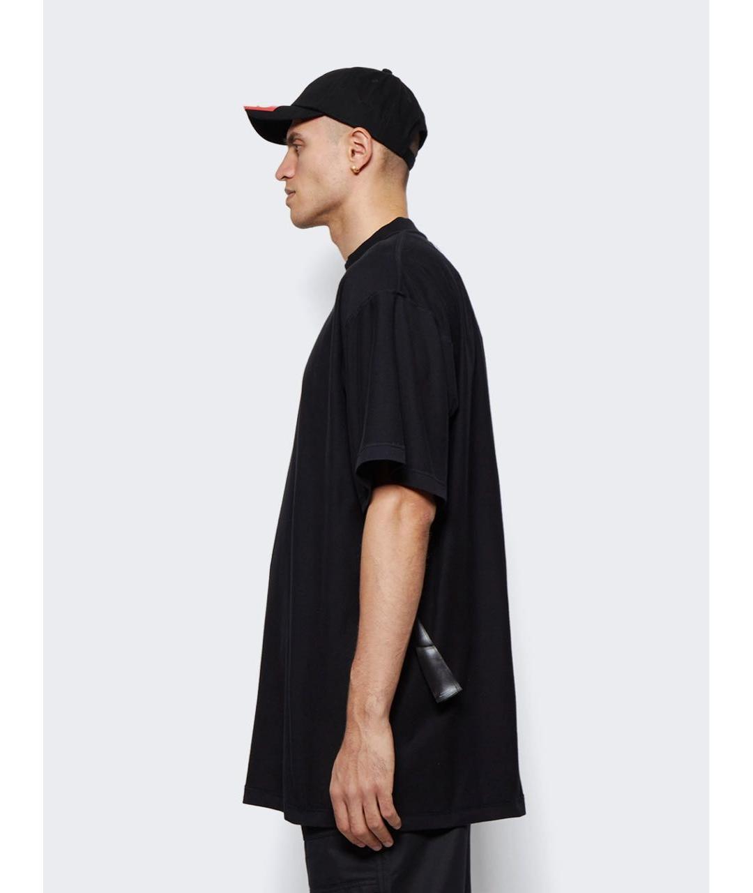 BALENCIAGA Черная хлопковая футболка, фото 6