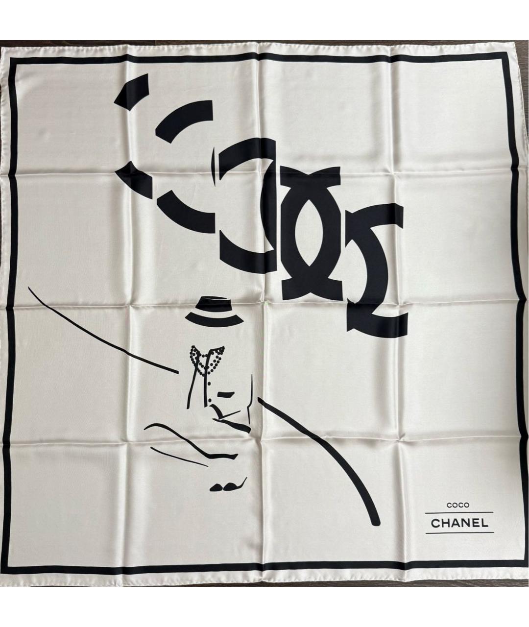 CHANEL Бежевый шелковый платок, фото 6