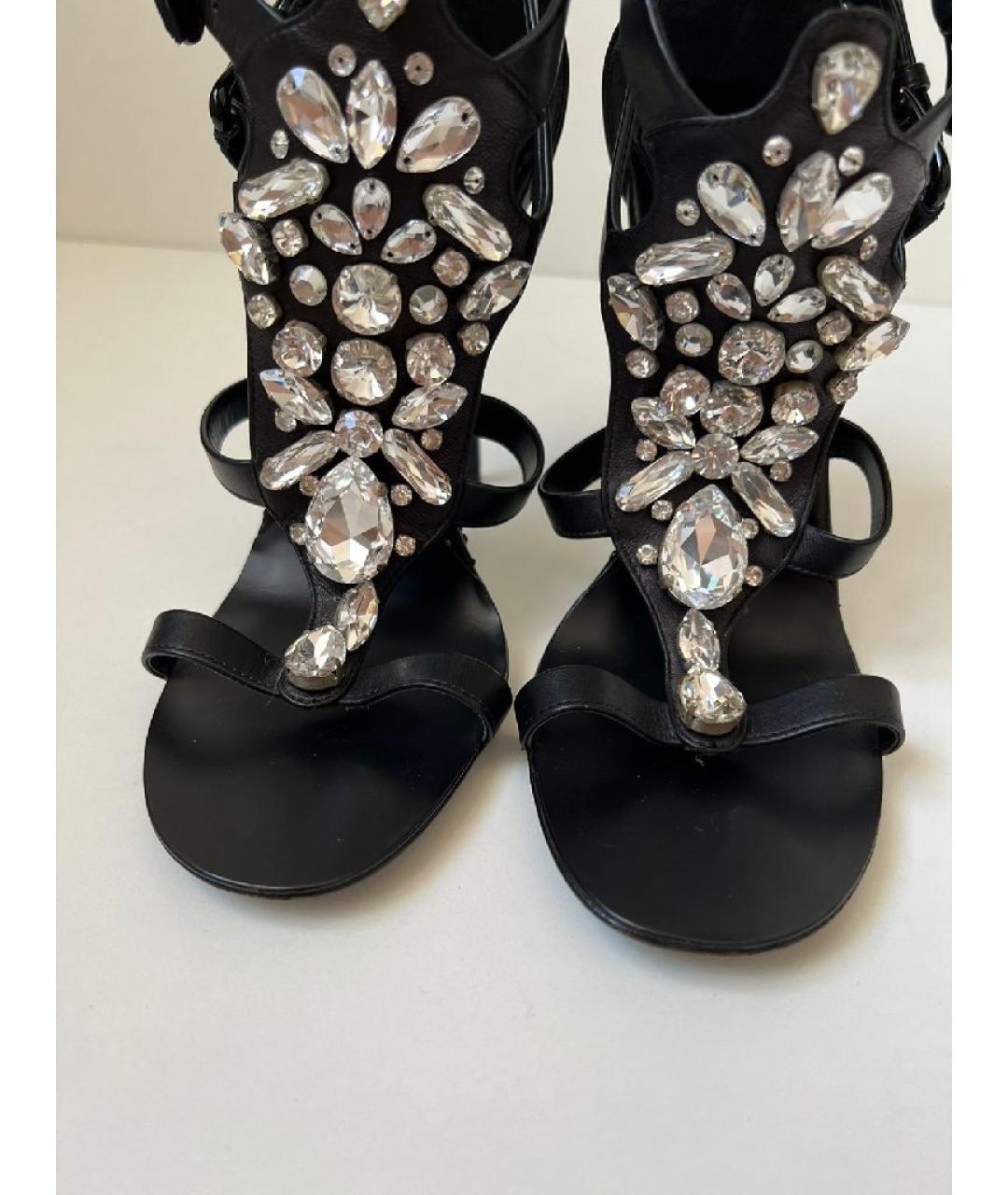 GIUSEPPE ZANOTTI DESIGN Черные кожаные босоножки, фото 9