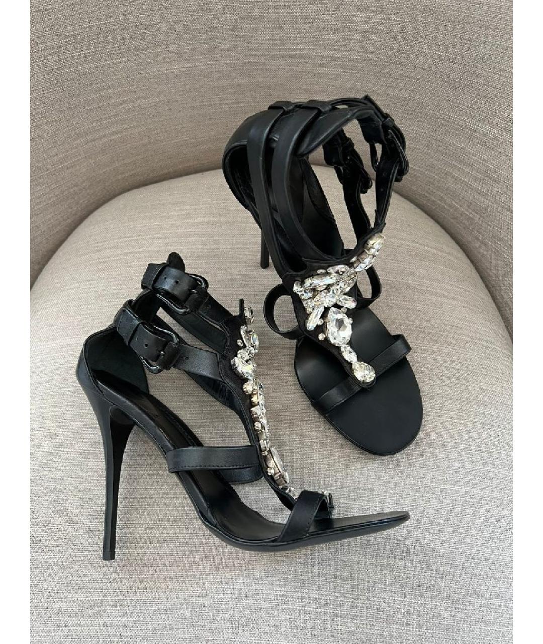 GIUSEPPE ZANOTTI DESIGN Черные кожаные босоножки, фото 10
