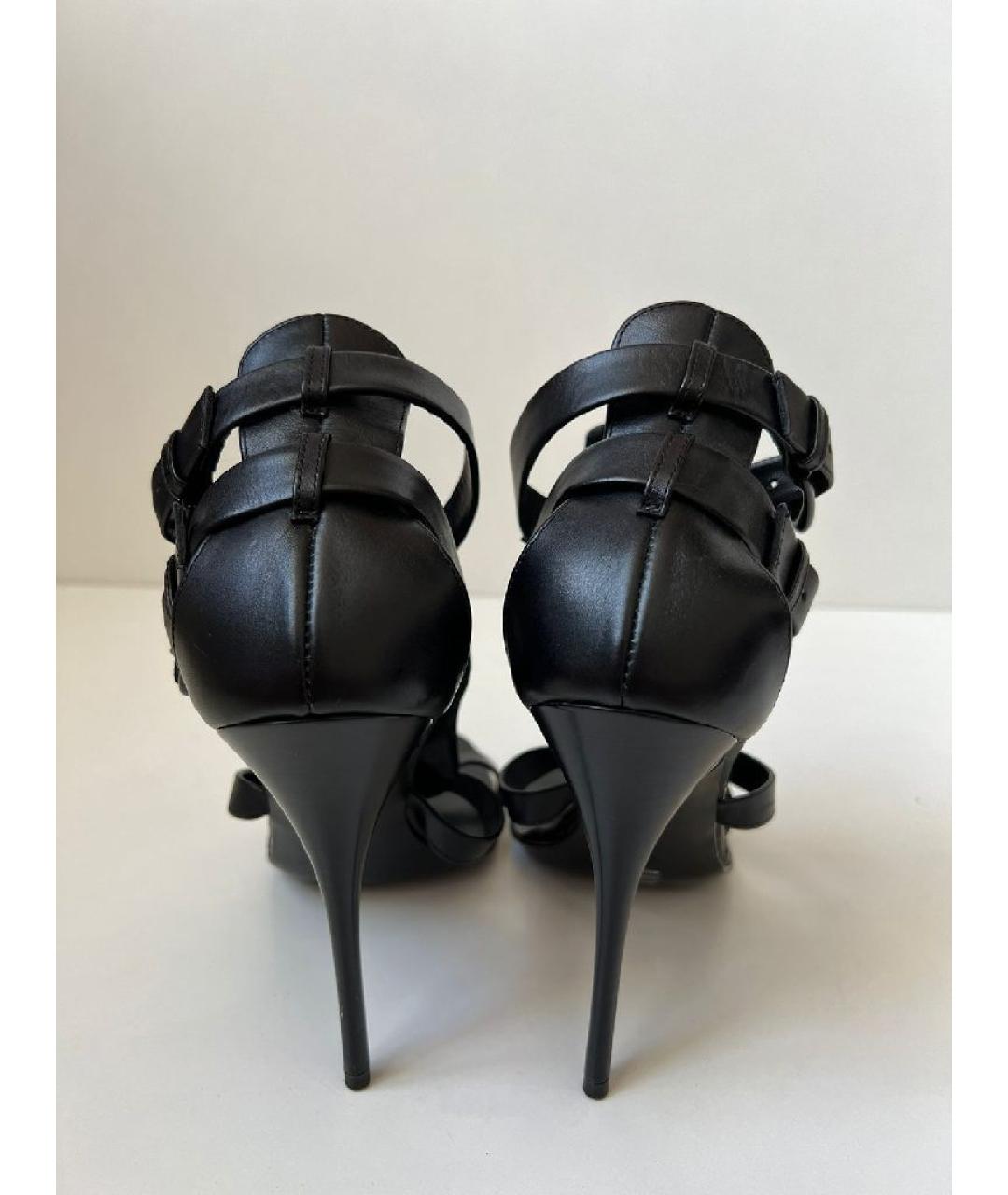 GIUSEPPE ZANOTTI DESIGN Черные кожаные босоножки, фото 4