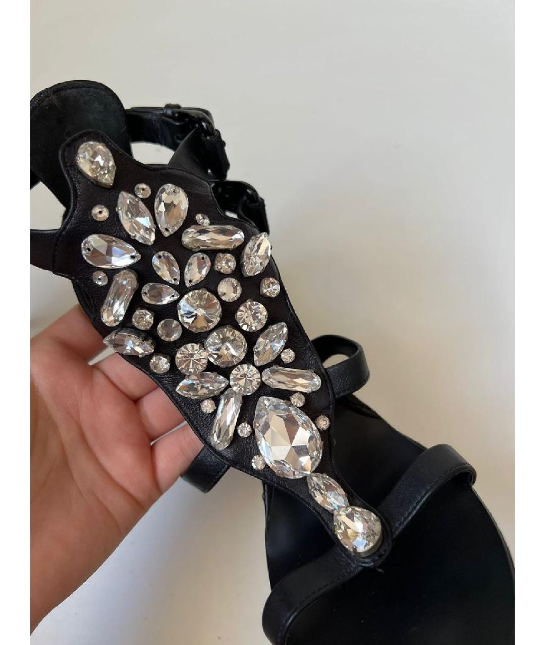 GIUSEPPE ZANOTTI DESIGN Черные кожаные босоножки, фото 3