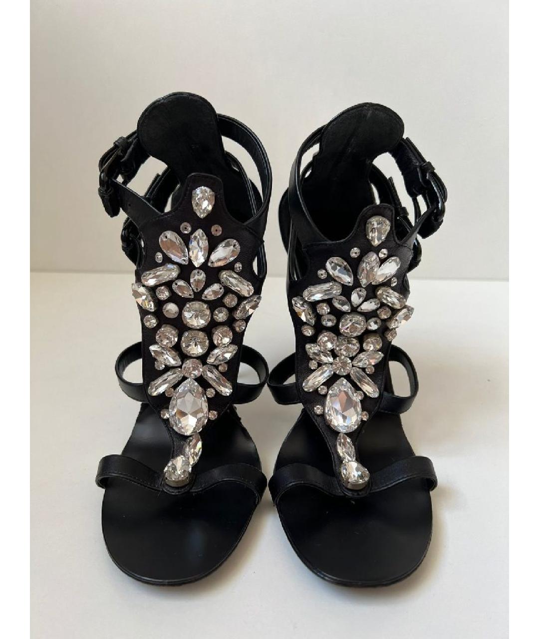 GIUSEPPE ZANOTTI DESIGN Черные кожаные босоножки, фото 6