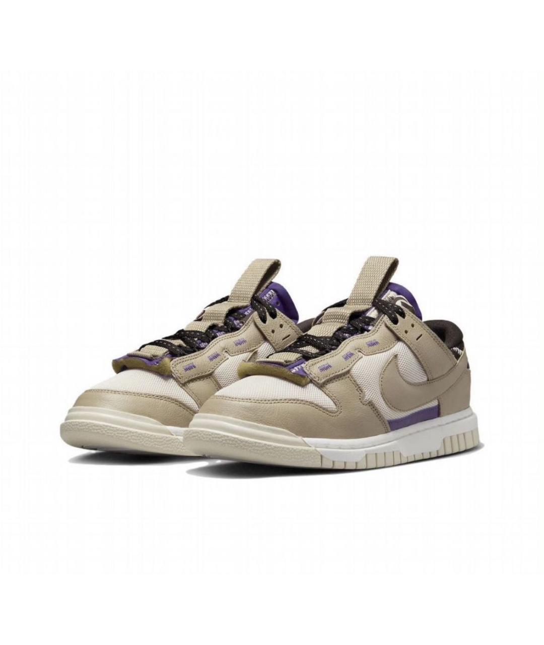 NIKE Бежевые кожаные низкие кроссовки / кеды, фото 2