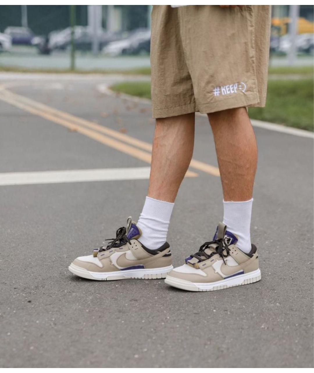 NIKE Бежевые кожаные низкие кроссовки / кеды, фото 8