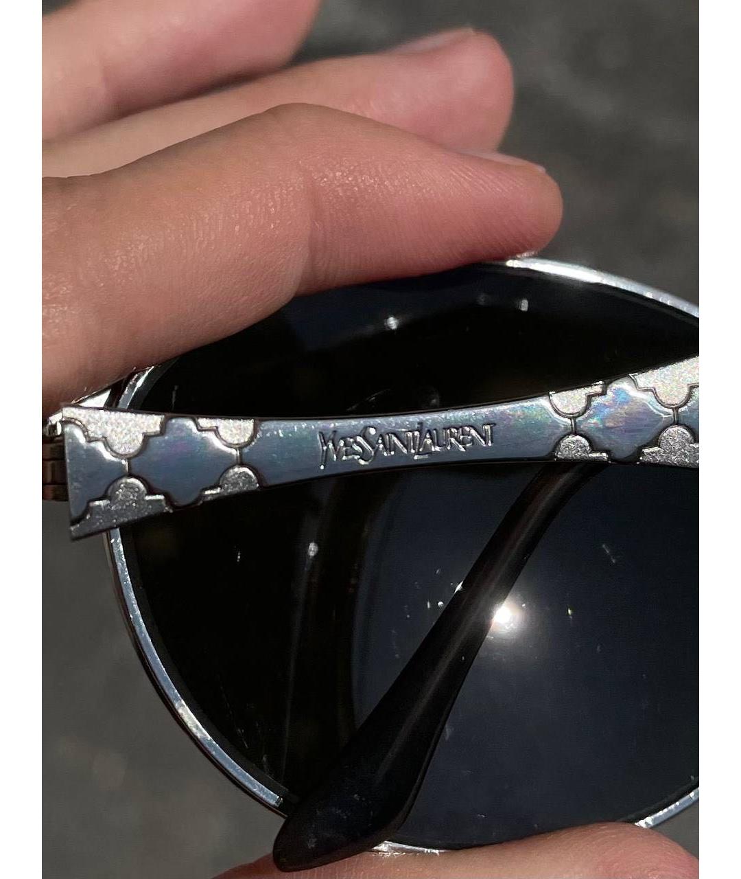 SAINT LAURENT Хаки металлические солнцезащитные очки, фото 3