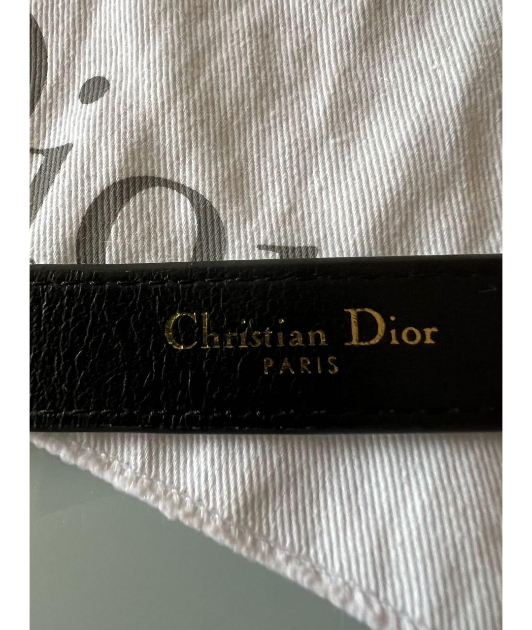 CHRISTIAN DIOR Черный кожаный ремень, фото 3