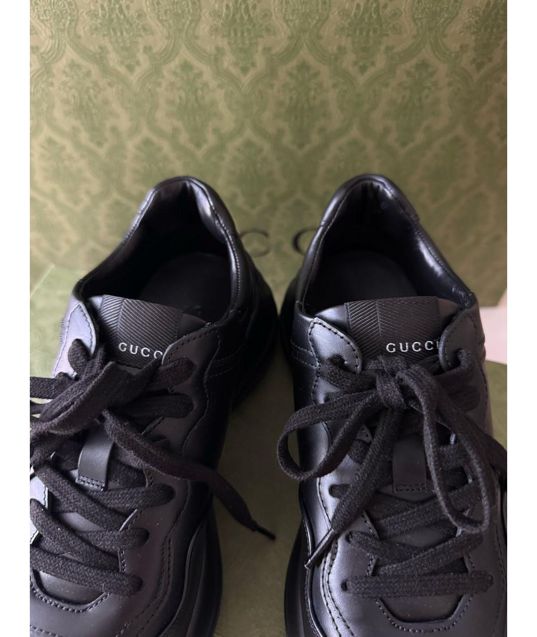 GUCCI Черные кожаные кроссовки, фото 4