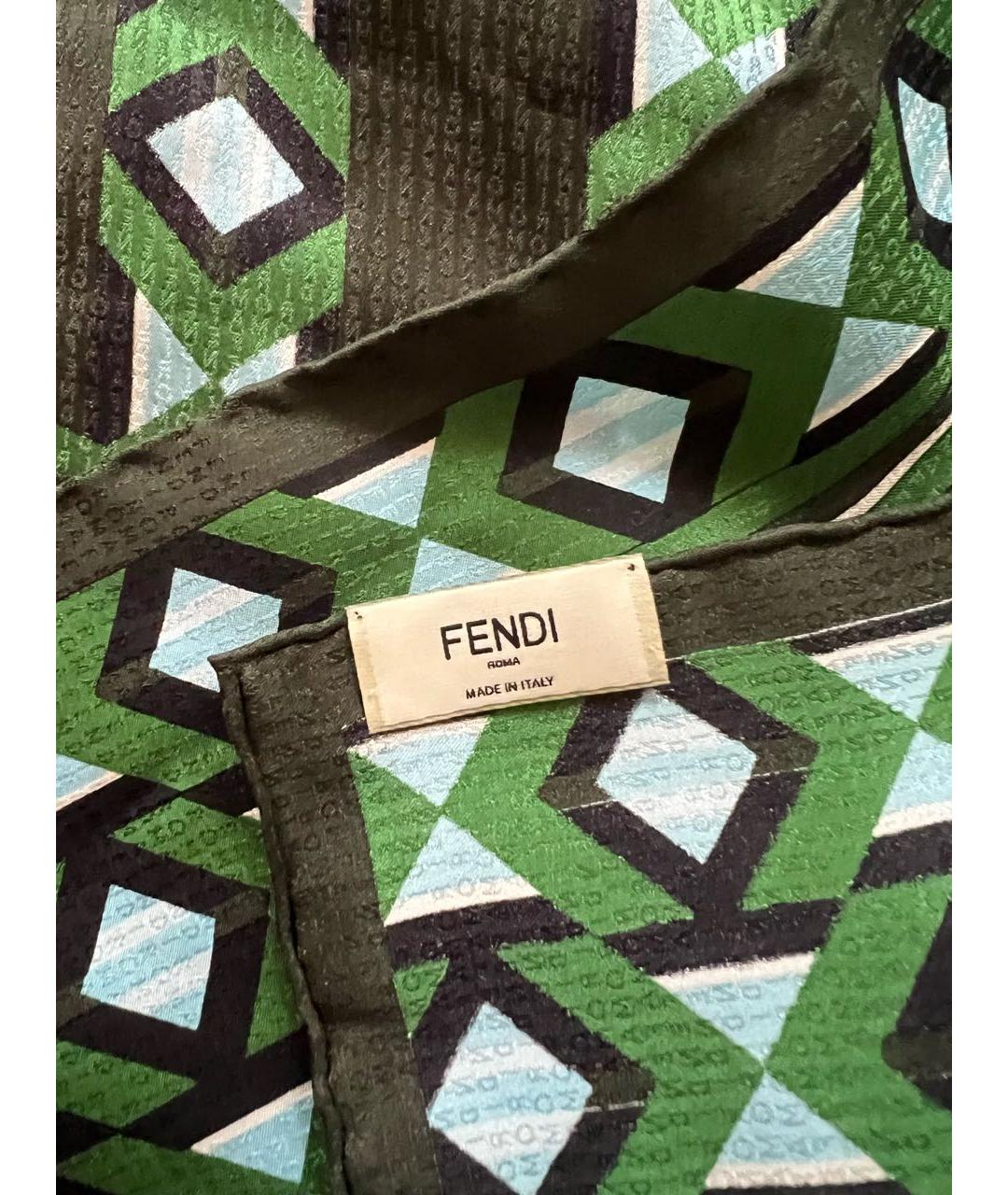 FENDI Зеленый шелковый платок, фото 4