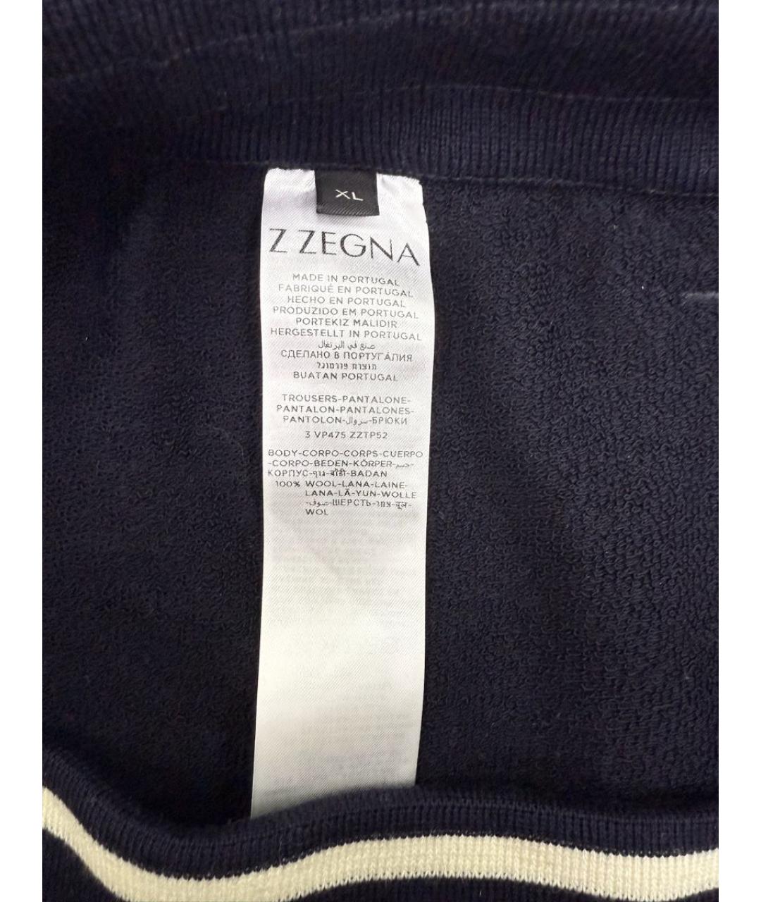 ZEGNA Темно-синие шерстяные повседневные брюки, фото 4