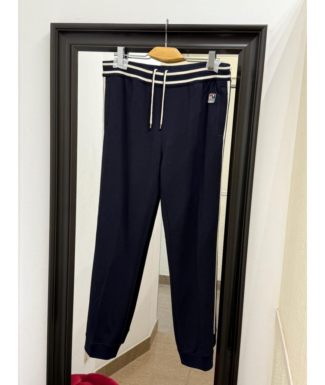 ZEGNA Темно-синие шерстяные повседневные брюки, фото 7