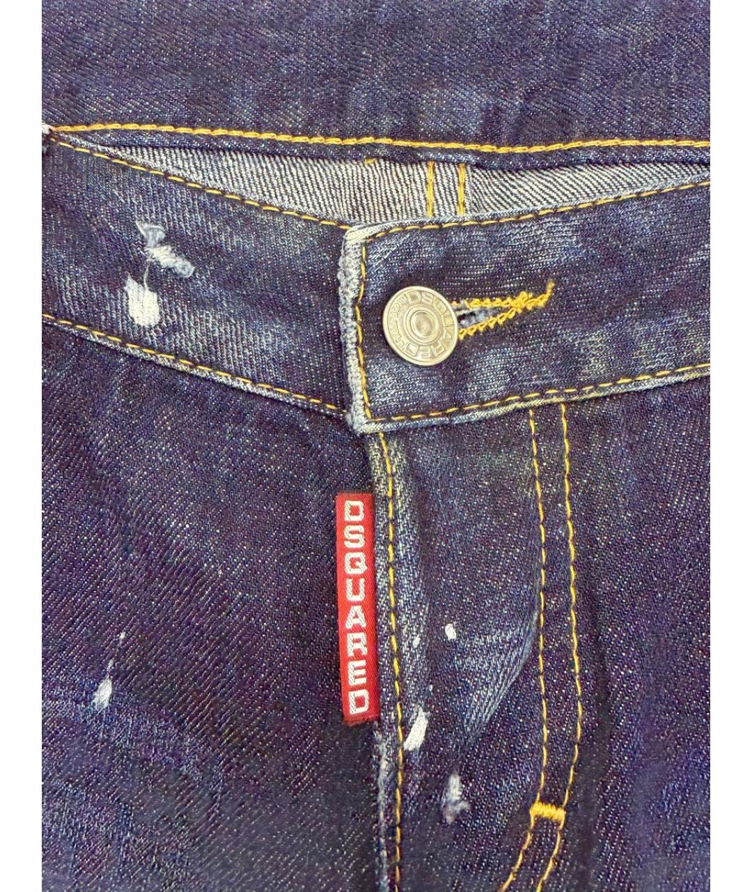 DSQUARED2 Синие хлопковые прямые джинсы, фото 5