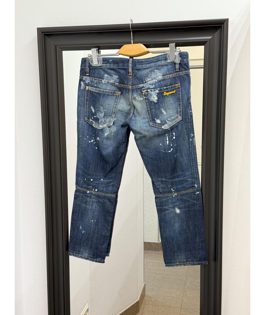 DSQUARED2 Синие хлопковые прямые джинсы, фото 2