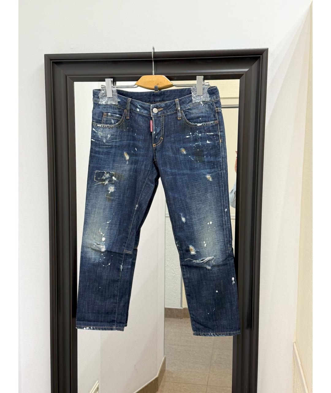 DSQUARED2 Синие хлопковые прямые джинсы, фото 7