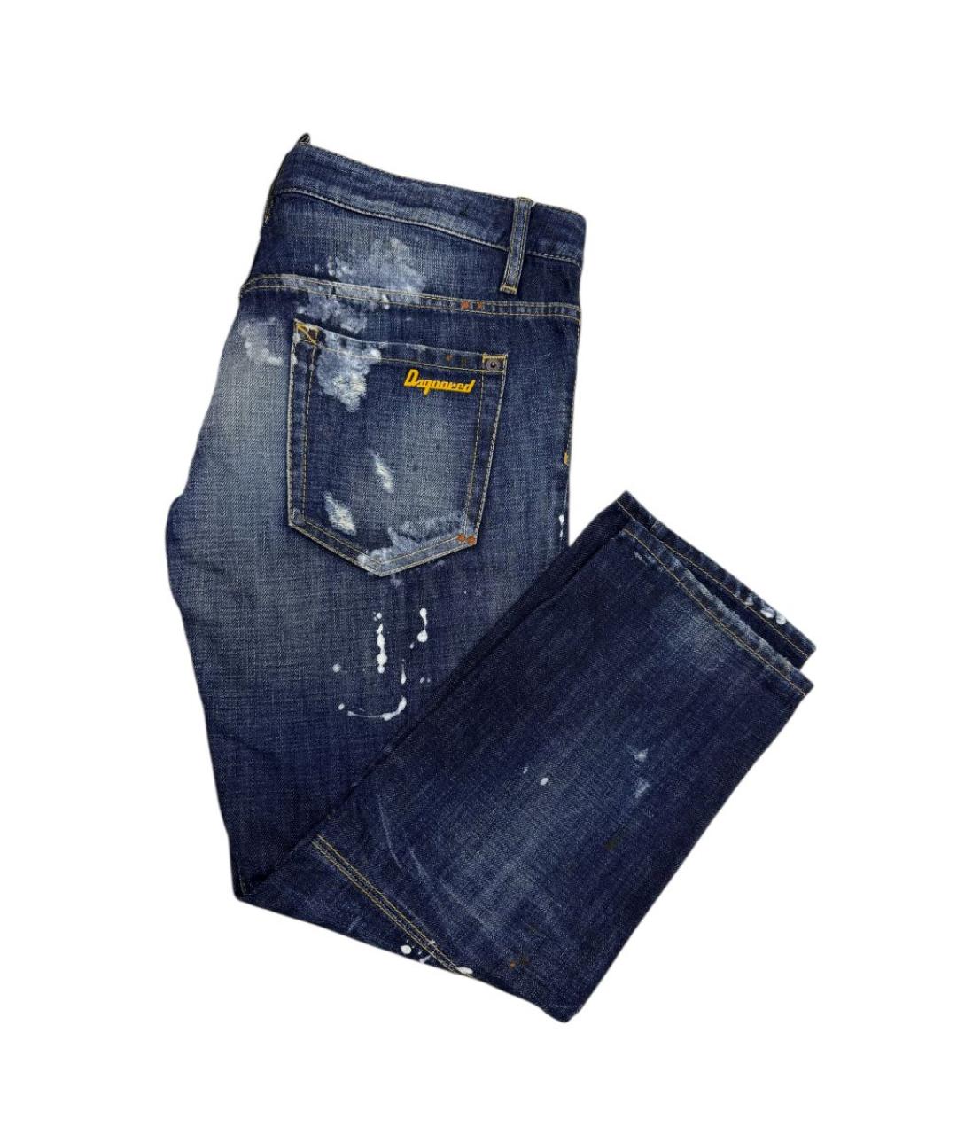 DSQUARED2 Синие хлопковые прямые джинсы, фото 6