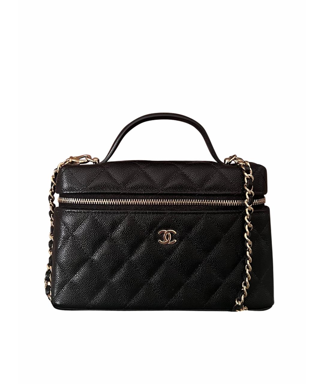 CHANEL Черная кожаная сумка с короткими ручками, фото 1