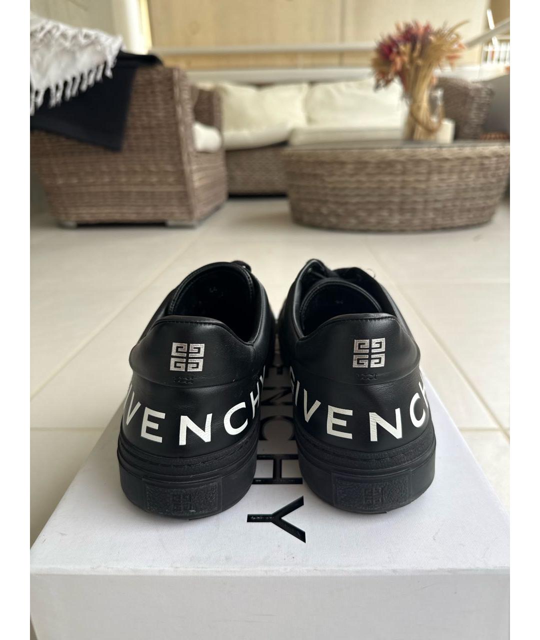 GIVENCHY Черные кожаные низкие кроссовки / кеды, фото 4