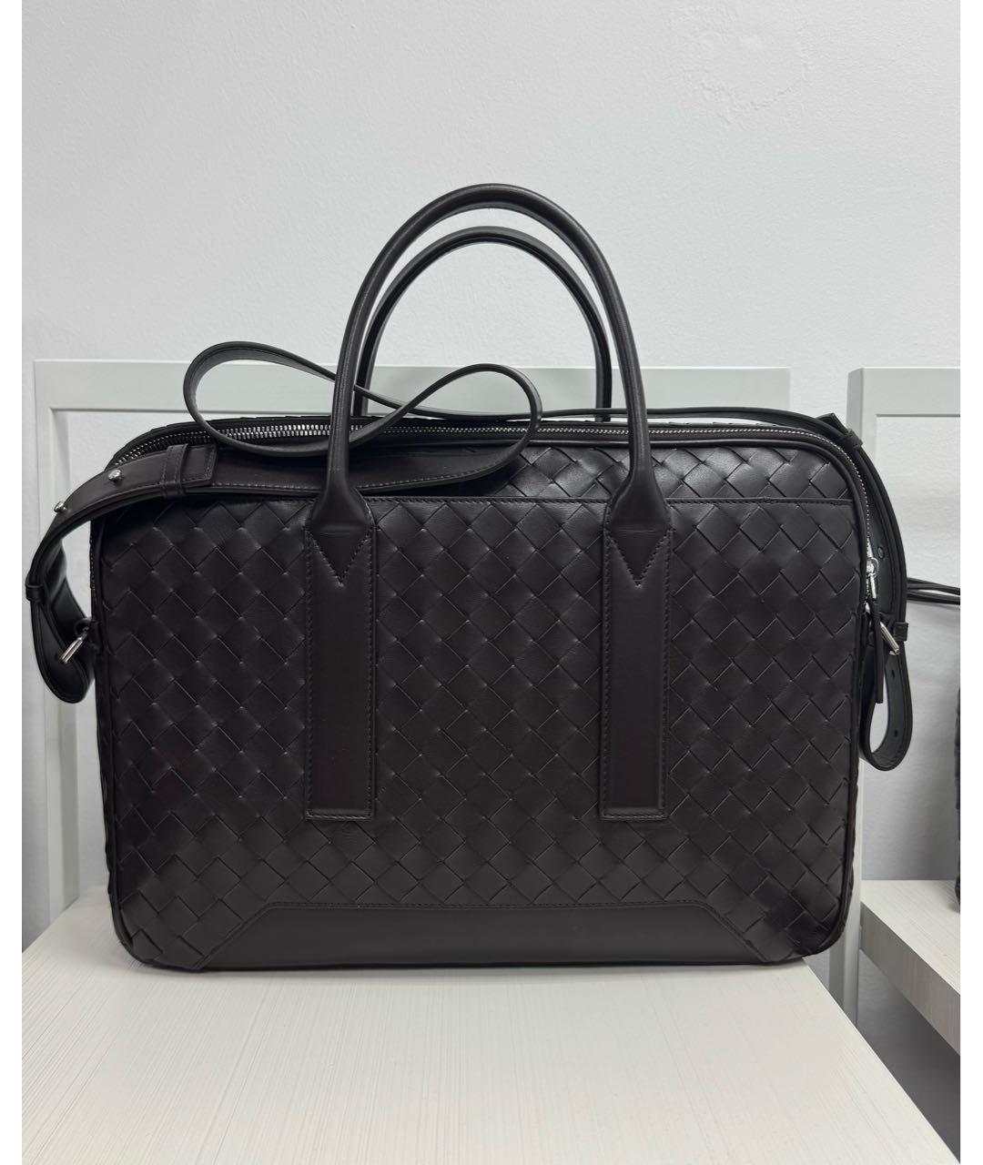 BOTTEGA VENETA Черный кожаный портфель, фото 3