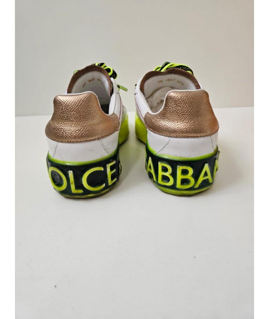 DOLCE&GABBANA Белые кожаные кроссовки, фото 4