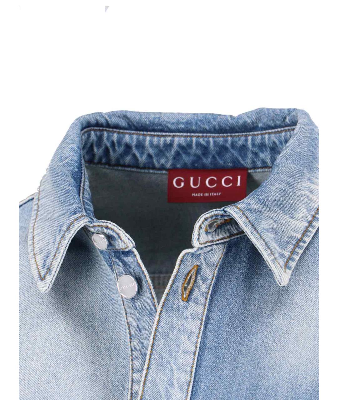 GUCCI Голубая хлопковая кэжуал рубашка, фото 5