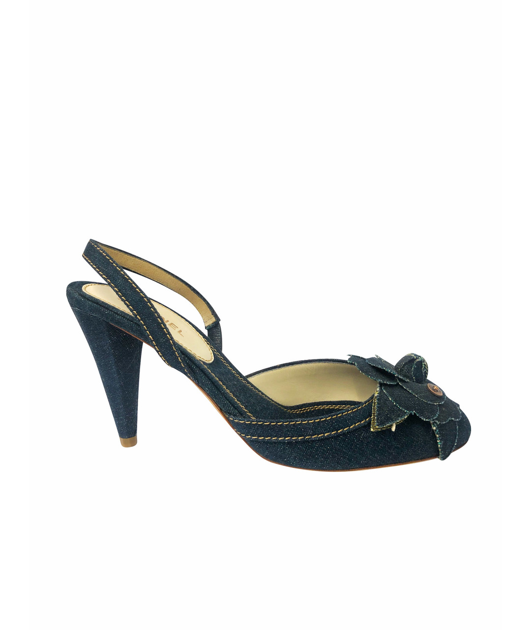 CHANEL PRE-OWNED Темно-синие текстильные туфли, фото 1