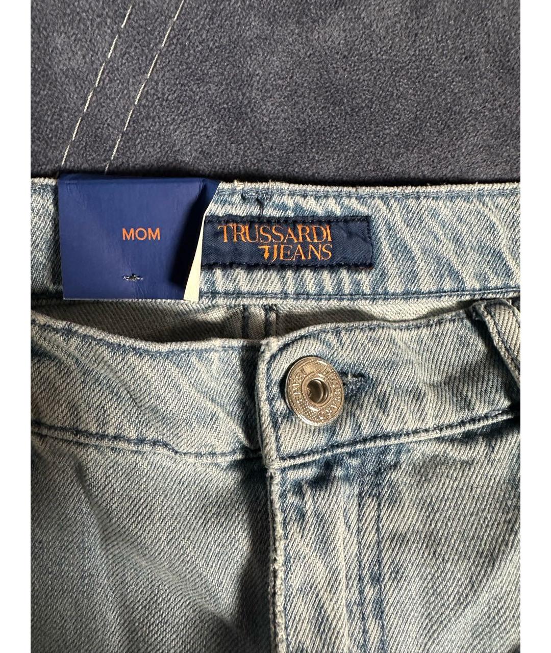 TRUSSARDI JEANS Голубые хлопковые прямые джинсы, фото 2