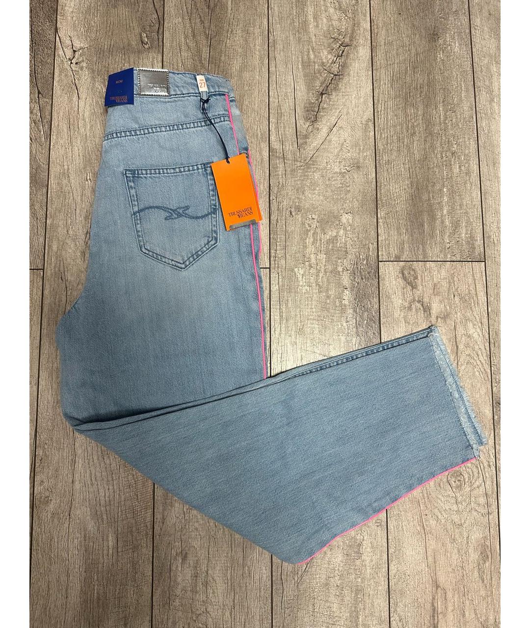 TRUSSARDI JEANS Голубые хлопковые прямые джинсы, фото 3