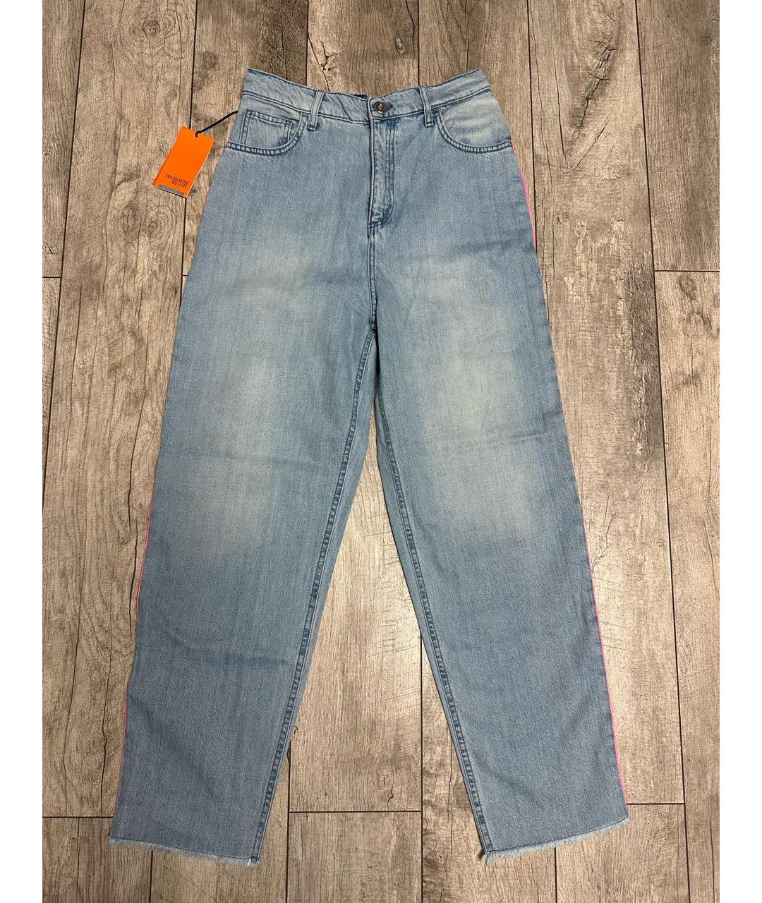 TRUSSARDI JEANS Голубые хлопковые прямые джинсы, фото 9