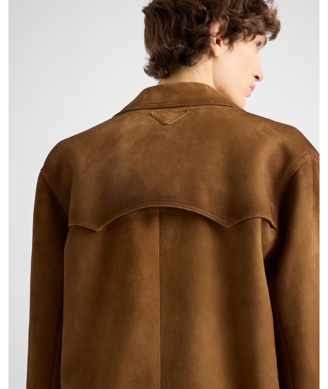 PRADA Коричневая кожаная куртка, фото 3