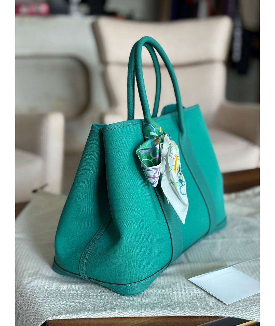 HERMES Зеленая сумка тоут, фото 3
