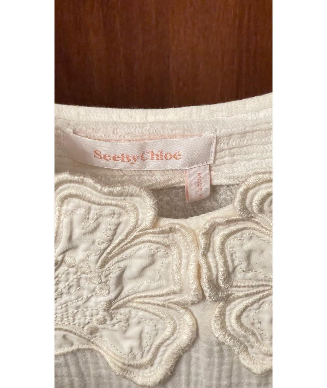 SEE BY CHLOE Белая хлопковая майка, фото 4