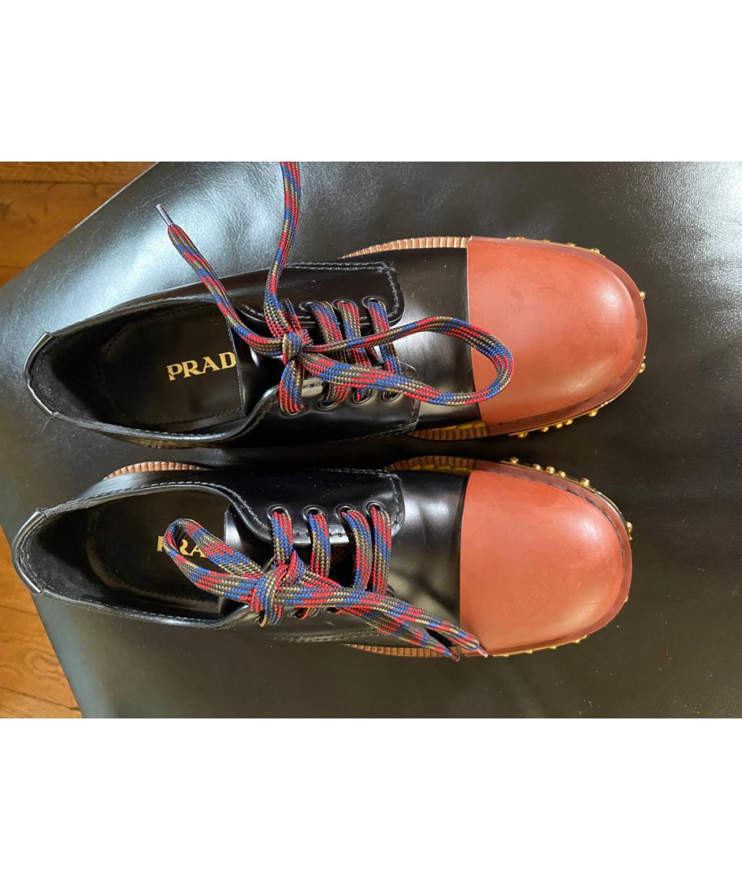 PRADA Черные кожаные брогги и оксфорды, фото 2