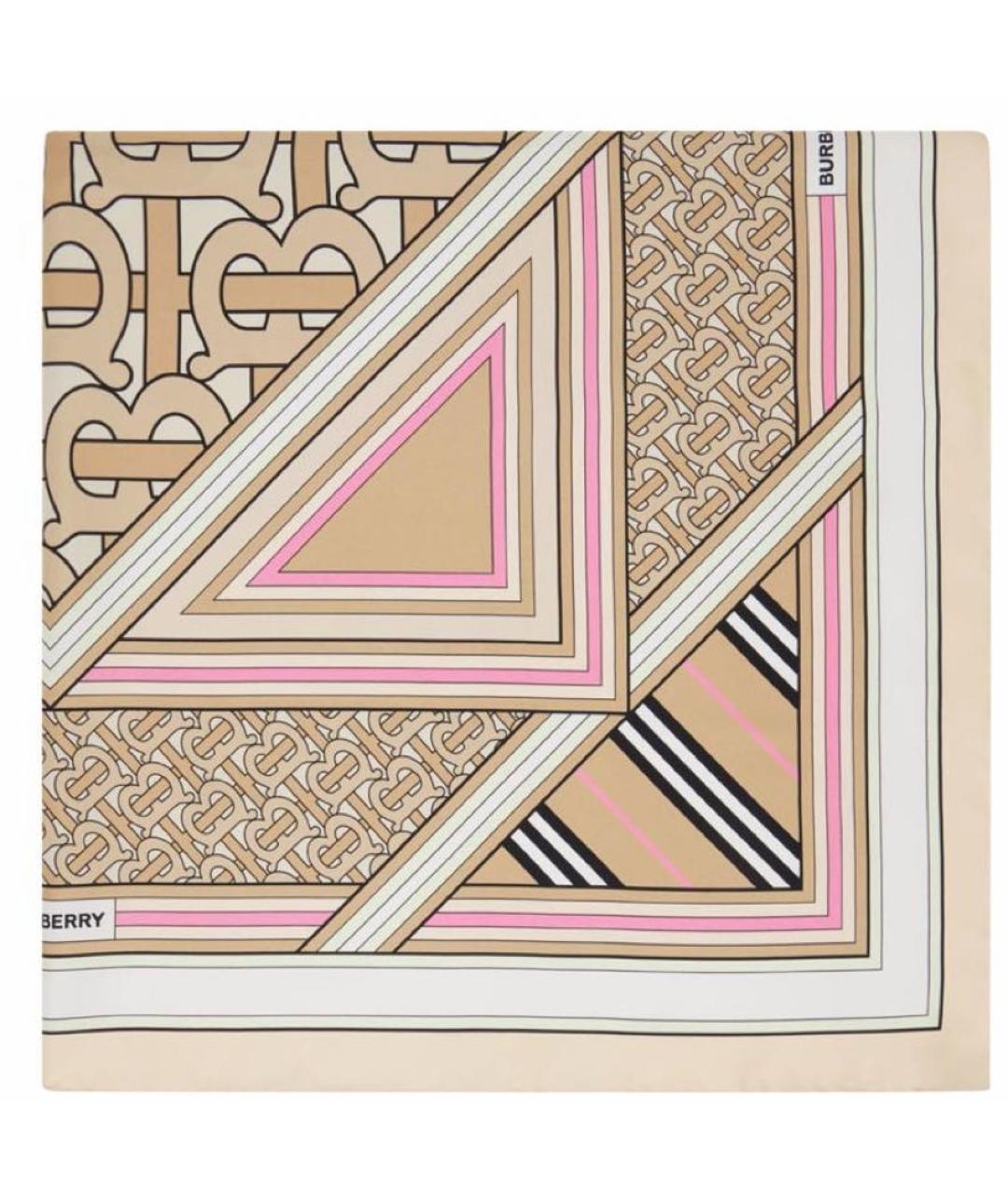 BURBERRY Бежевый шелковый платок, фото 1