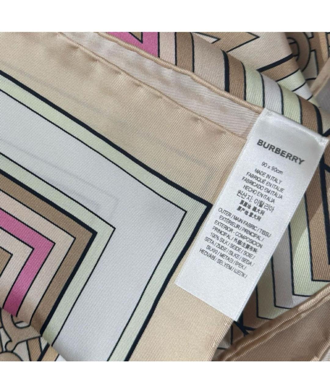BURBERRY Бежевый шелковый платок, фото 2